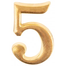 Цифра для обозначения номера квартиры, металлические "5", золото арт. 67295