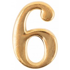 Цифра для обозначения номера квартиры, металлические "6", золото арт. 67296