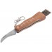 Нож грибника складной, нерж.сталь, деревянная ручка, 170 мм, изогнутое лезвие 45 мм, кисточка, брелок, арт. 10745
