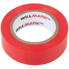 Изолента ПВХ самозатухающая willmark 19 мм х 0,15 мм х 10 м ( красная ), арт. 11014