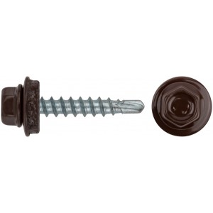 Шурупы кровельные со сверлом 4.8 х 28 коричневый, ral 8017 250 шт. (фасовка), арт. 23515-4