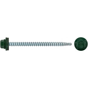 Шурупы кровельные со сверлом 4,8 х 70 зеленый 100шт , ral 6002 Фасовка, арт. 23556-0