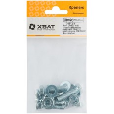 Комплект:Болт din933 8х30, с гайкой М8 din934, шайбой М 8 din125, шайбой пруж. М8 din127 (фасовка 5шт.), арт. 24812-3