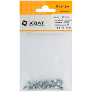 Винт с потайной головкой с полной резьбой оцинкованный din 965 4х10 18 шт.(фасовка), арт. 27760-2 Винт с потайной головкой с полной резьбой оцинкованный din 965 4х10 18 шт.(фасовка), арт. 27760-2