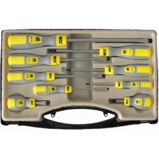 Отвертки 9 шт., CrV, серо-желтая ручка, в чемоданчике арт. 56039