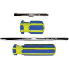 Отвертка с переставным жалом CrV коротыш, сине-желтая ручка 6x32мм арт. 56212
